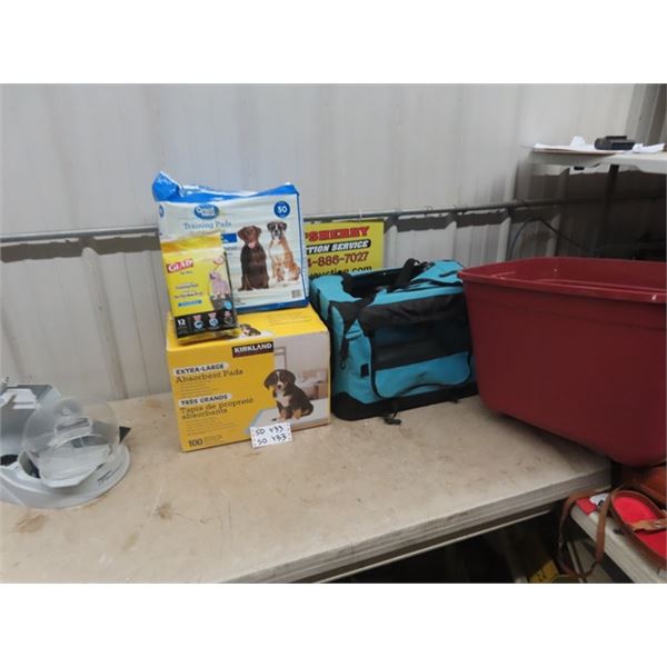 Pet Carrier, Auto Dish, 180 Pet Absorb Padds & Storage Tub