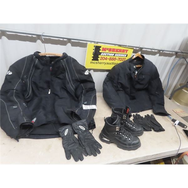 Motorcycle Jacket Joe Rocket Sz XL, Ladies Large Power Trip Jacket, Gloves & Harley Boots Sz 8,Weath