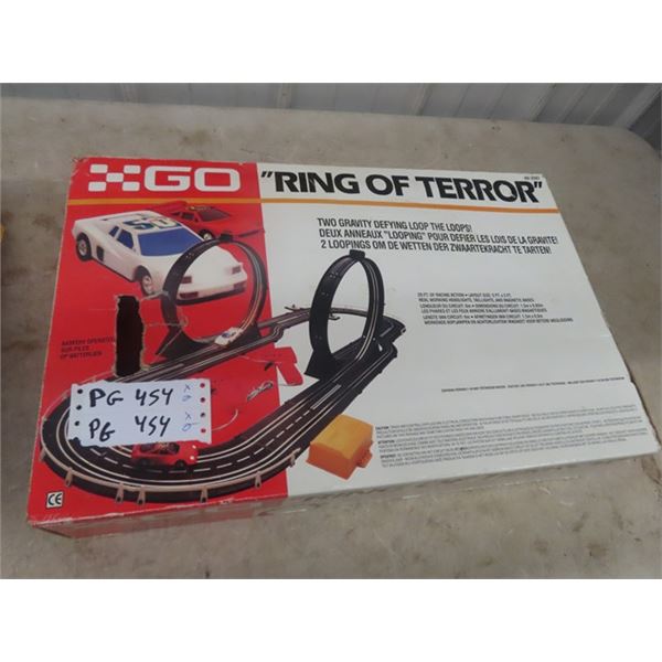 Go RIng of Terror Race Car Set Complete with 2 Cars + Controller  + Maunal  & Hot Wheels T-Rex Car P