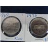 Image 2 : 5 Canadian Dollar Coins; 1969, 1973, 1978, 1982, 1984