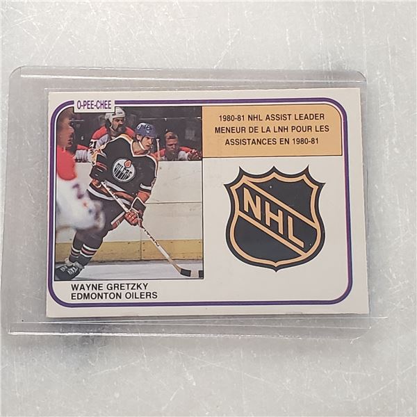 Wayne Gretzky 1981-82 O-Pee-Chee #383 Assist Leaders, HOF Hockey Card