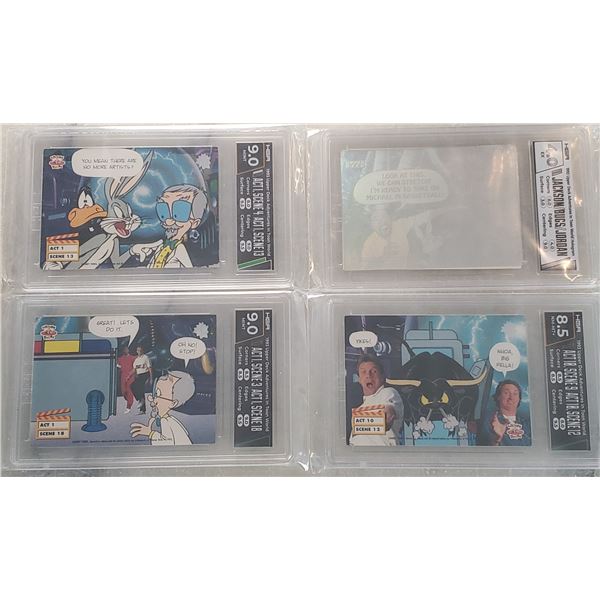 (4) Graded Gretzky, Michael Jordan, Joe Montana, Reggie Jackson Loony Toons HOF lot Bugs Bunny inclu