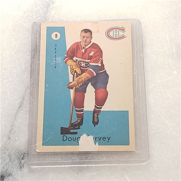 1959-60 Parkhurst Douglas Harvey Hall of Fame Montreal Canadiens hockey cards #8 vintage