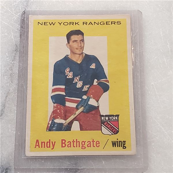 1959-60 Topps Andy Bathgate Hall of Fame (born Winnipeg) New York Rangers hockey cards #34 Vintage