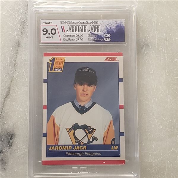 1990-91 Jaromir Jagr Rookie graded HGA 9 MINT Score #428 hockey Card