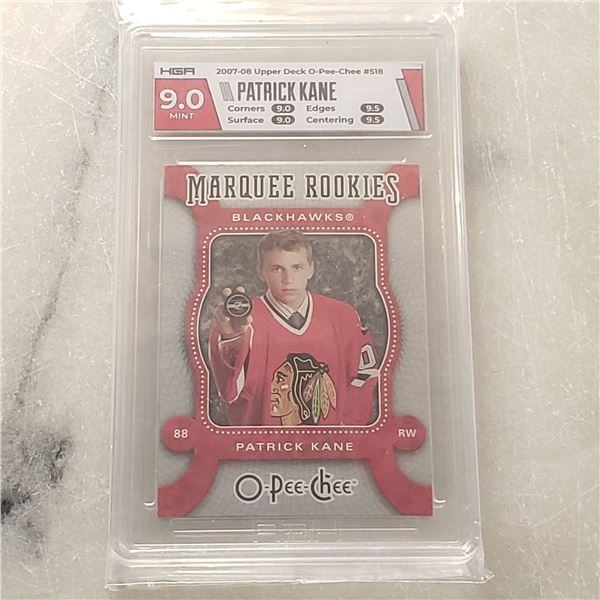 2007-08 Patrick Kane Rookie graded HGA 9 MINT O-Pee-Chee #518 RC Hockey Cards