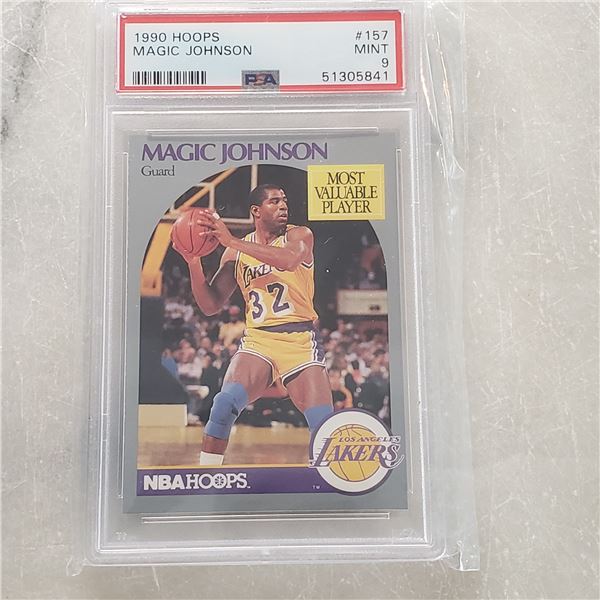 PSA 9 MINT Magic Johnson 1990-91 NBA Hoops #157 high grade Basketball cards HOF