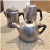 Image 1 : 3 aluminum tea pot coffee pot percolator one missing top glass