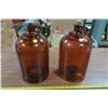 Image 1 : 2 Brown 1 Gal Glass Jugs