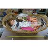 Image 2 : 4 Vintage Dolls in Vintage Wicker Basket