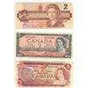 Image 1 : 3 Two Dollar Bank Notes Canada - 1976, 1986, 1954