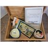 Image 3 : Dovetail wooden box of treasures, postcards, PA Memorabillia etc
