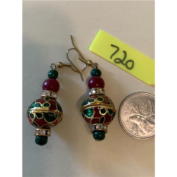 ENAMEL AND RHINESTONE  FANCY  INDIA  EARRINGS