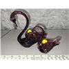 Image 1 : Pair of purple Altaglass swans Hand Made Medicine Hat, Alberta
