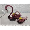 Image 2 : Pair of purple Altaglass swans Hand Made Medicine Hat, Alberta
