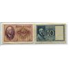 Image 1 : Italy. Lot of 2 Italian notes issued during the Mussolini era during World War II. 1940 5 Lire & 193