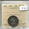 Image 1 : 1907 25 Cents ICCS certified and graded VG-10.