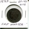 Image 1 : 1876H Canadian Victorian Large Cent. Heaton Mint. EF-40. Nice.