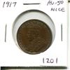 Image 1 : 1917 Canadian Large Cent. World War I issue. AU-50. Nice.