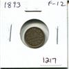 Image 1 : 1893 Canadian Victorian Silver 5 Cents. F-12.