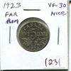 Image 1 : 1923 Far Rim Canadian Nickel 5 Cents. S is Far from Rim. VF-30. Nice.