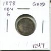Image 1 : 1898 Canadian Victorian Silver 10 Cents. Obverse 6. Good.