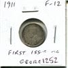 Image 1 : 1911 Canadian Silver 10 Cents. First issue of King George V. F-12.