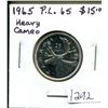 Image 1 : 1965 Canadian Silver 25 Cents. Proof Like-65 with Heavy Cameo. Nice.