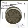 Image 1 : 1910 Edwardian Leaves Silver 50 Cents. Last issue of King Edward VII. Good-6.