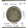 Image 1 : 1918 Canadian Silver 50 Cents. Last year of World War I. VG-8.