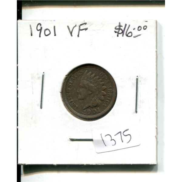 U.S. 1901 Indian Head Cent. VF.