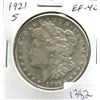 Image 1 : U.S. 1921 S Morgan Silver Dollar. San Francisco Mint. EF-40.