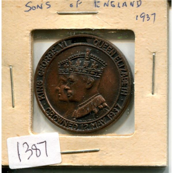 Great Britain. 1937 Sons of England Coronation medal. Co-joined busts of George VI & Elizabeth. Unc.