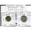 Image 1 : Lot of 2 Straits Settlements coins. 1926 Silver 5 Cents and 1926 Silver 10 Cents. Coins grade VG to