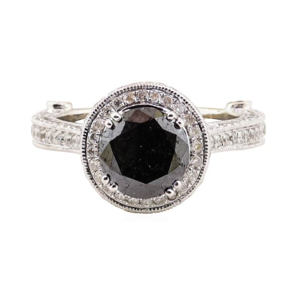 2.40 ctw Black Diamond and Diamond Ring - 14KT White Gold