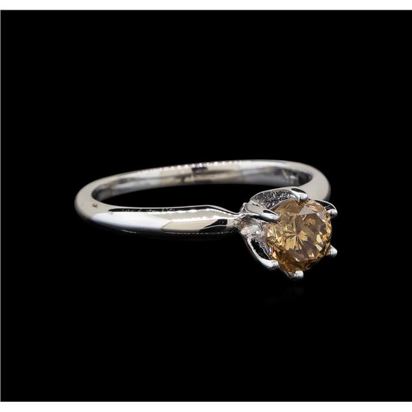 14KT White Gold 0.80 ctw Round Cut Fancy Brown Diamond Solitaire Ring