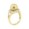 Image 4 : Pearl and Diamond Ring - 18KT Yellow Gold
