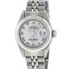 Image 2 : Rolex Ladies Stainless Steel Silver Roman Oyster Perpetual Datejust Wristwatch