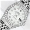 Rolex Ladies Stainless Steel White Diamond Datejust Wristwatch