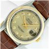 Image 1 : Rolex Men's Two Tone Champagne Diamond Datejust Wristwatch with Leather Band