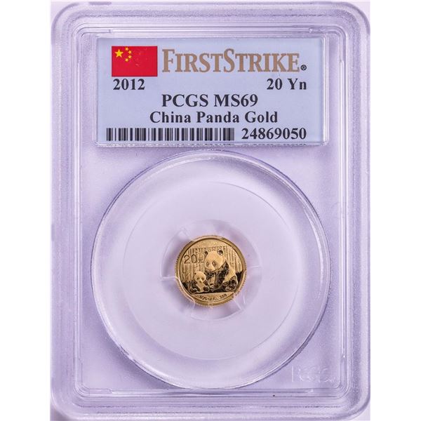 2012 China 20 Yuan 1/20oz Gold Panda Coin PCGS MS69 First Strike