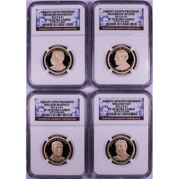 Lot of (4) 2013-S $1 Proof Presidential Dollar Coins NGC PF70 Ultra Cameo