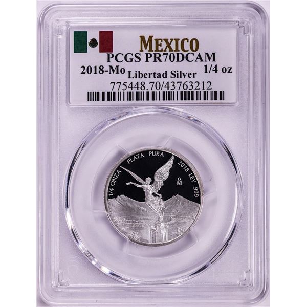 2018-Mo Mexico Proof 1/4 oz Silver Libertad Coin PCGS PR70DCAM