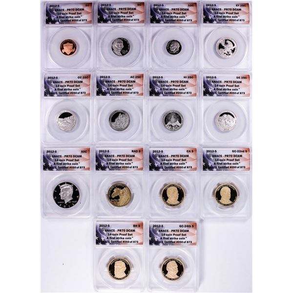 2012-S (14) Coin U.S. Proof Set ANACS PR70DCAM First Strike