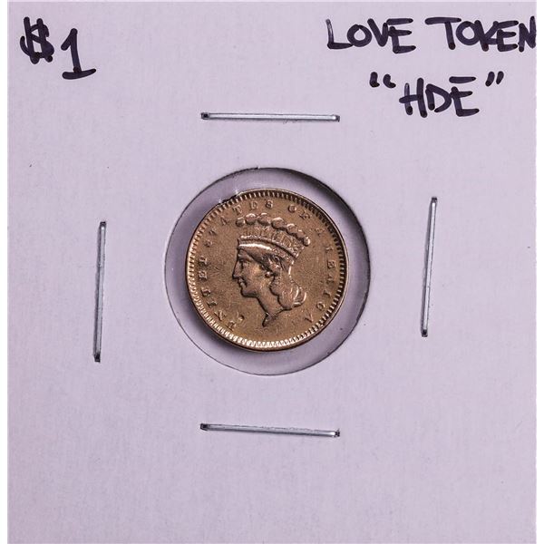 ND $1 Indian Princess Gold Dollar Love Token "HDE" Coin