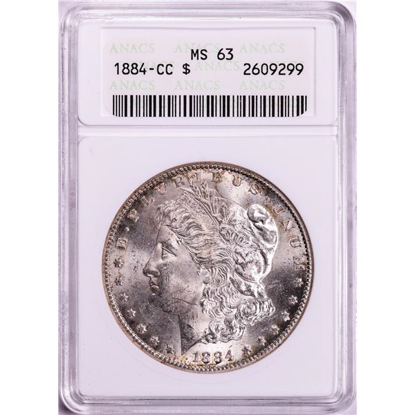 1884-CC $1 Morgan Silver Dollar Coin ANACS MS63 Old Soap Box Holder