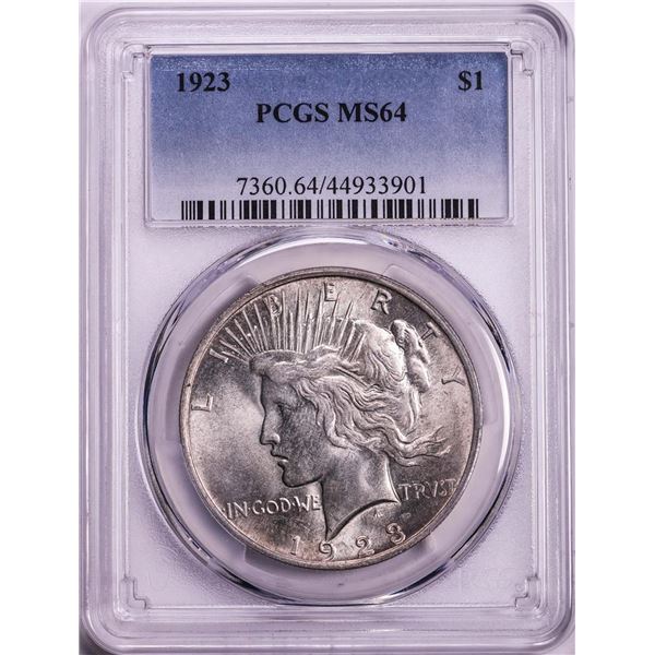 1923 $1 Peace Silver Dollar Coin PCGS MS64