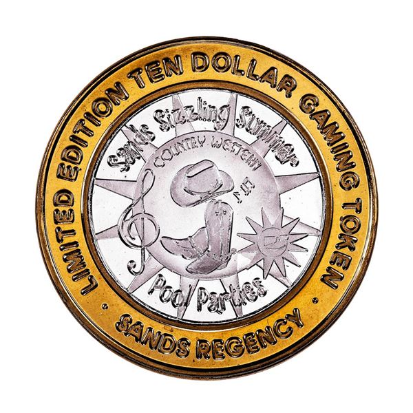 .999 Fine Silver The Sands Regency Reno, Nevada $10 Limited Edition Gaming Token