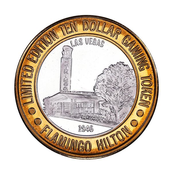.999 Silver Flamingo Hilton Las Vegas, Nevada $10 Casino Limited Edition Gaming Token