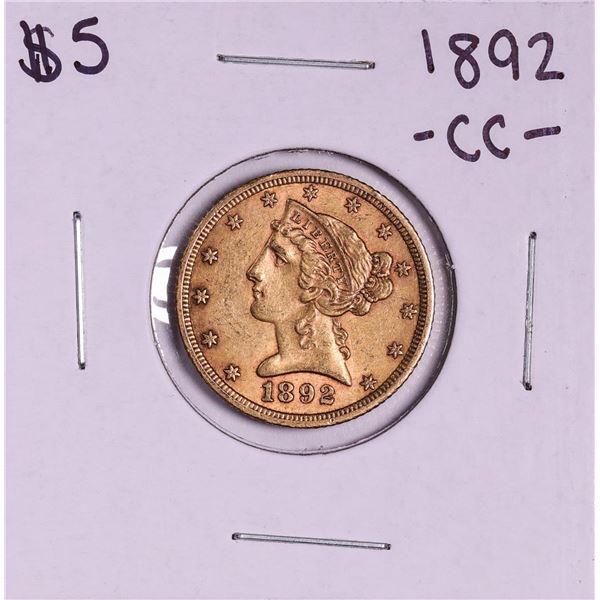 1892-CC $5 Liberty Head Half Eagle Gold Coin